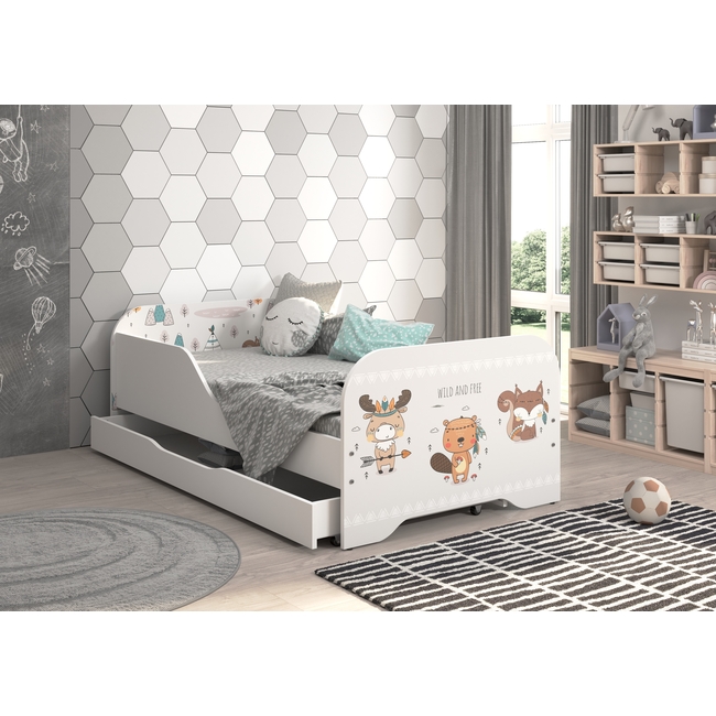Toddler Children Kids Bed Including Mattress + Drawer 160x80 - Wild and Free