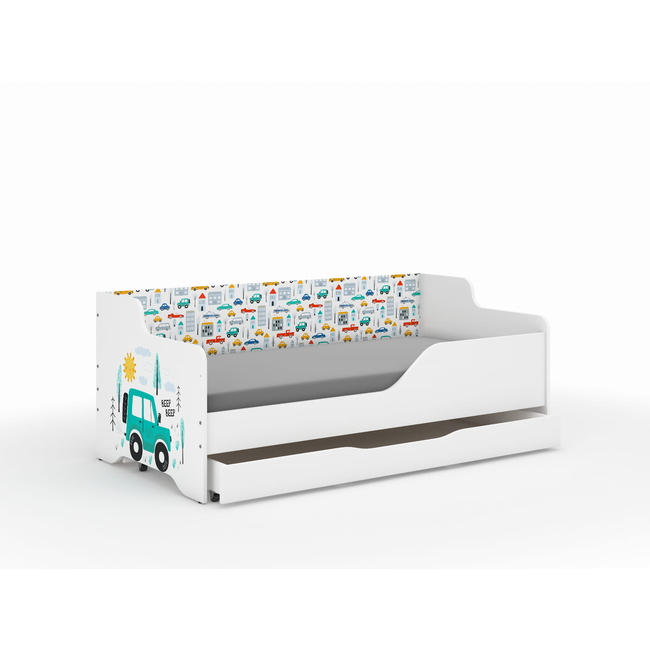 Lilu Children's Bed & Sofa 2 in 1 160 x 80 cm with Drawer + Free Mattress - Complete Cars