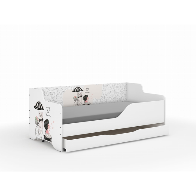 Lilu Children's Bed & Sofa 2 in 1 160 x 80 cm with Drawer + Free Mattress - Girl on a Trip