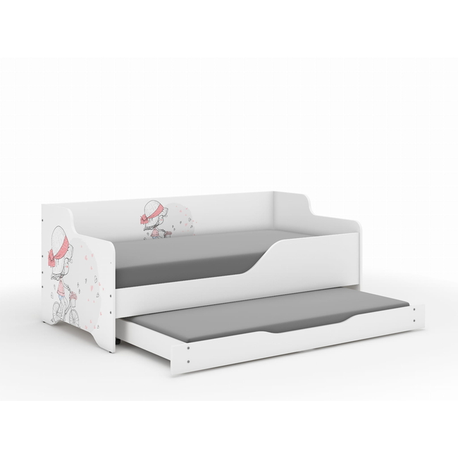 Lilu Children's Bed & Sofa 2 in 1 160 x 80 cm with Drawer + Free Mattress - Girl on a Bike