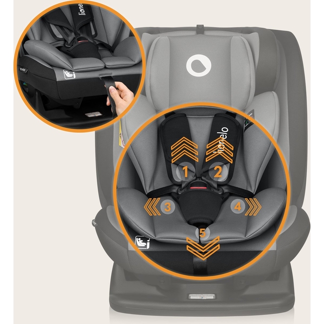 Lionelo Izzy i-Size 40–150 cm Κάθισμα Αυτοκινήτου τοποθέτηση με Ζώνη Black Gray