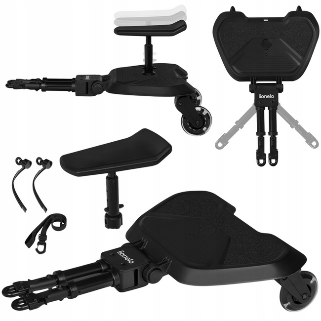 Lionelo Buggy Board Σκαλοπάτι Καροτσιού με Κάθισμα 2 σε 1 Μαύρο