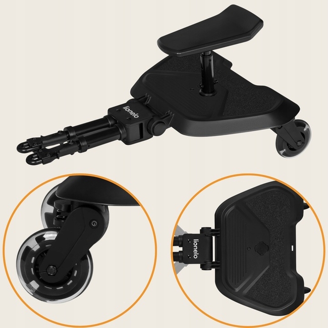 Lionelo Buggy Board Σκαλοπάτι Καροτσιού με Κάθισμα 2 σε 1 Μαύρο