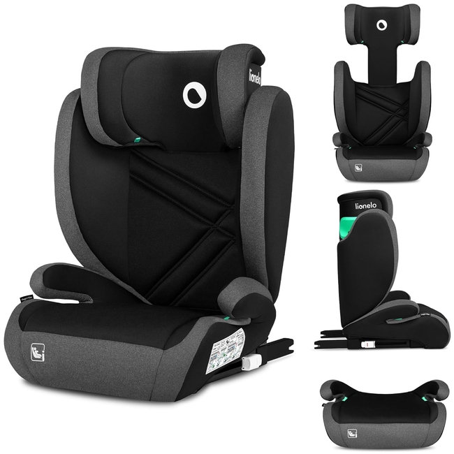 Lionelo Hugo i-Size 100–150 cm (Isofix) Κάθισμα Αυτοκινήτου Black Grey (ΔΩΡΟ προστασία καθίσματος)