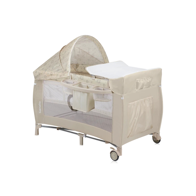 Lionelo Sven Plus 2 in 1 Travel Cot with Accessories Beige Latte