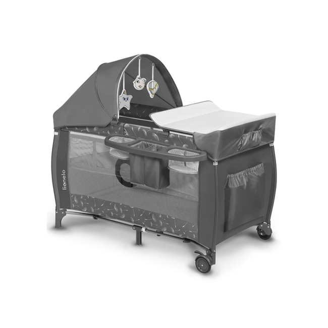 Lionelo Sven Plus 2 in 1 Travel Cot with Accessories Grey Concrete