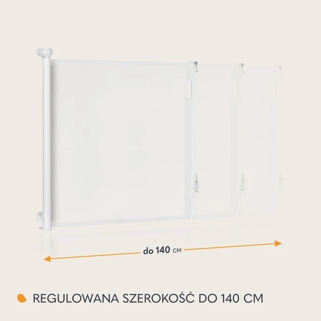 Lionelo Thea White Natural – Retractable Safety Gate up to 140 cm