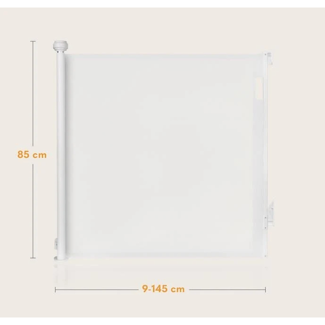 Lionelo Thea White Natural – Retractable Safety Gate up to 140 cm