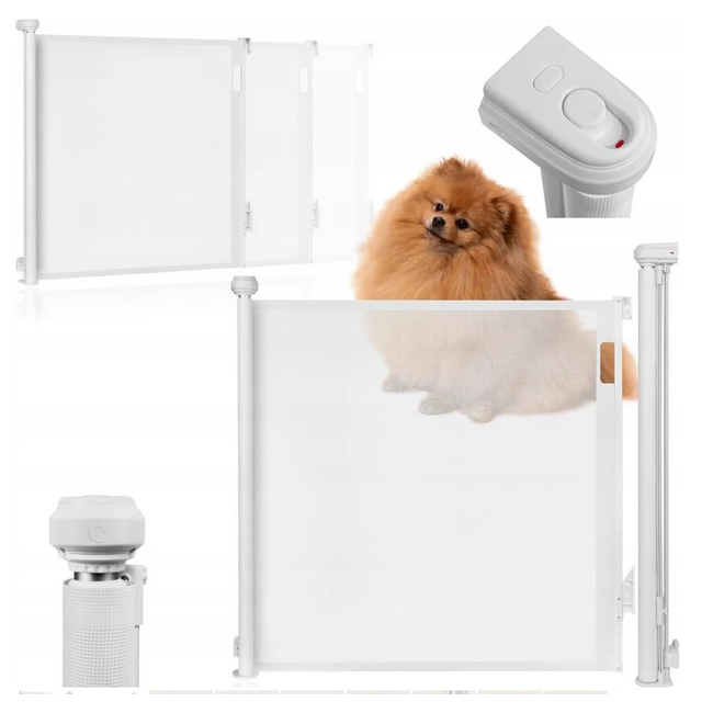 Lionelo Thea White Natural – Retractable Safety Gate up to 140 cm