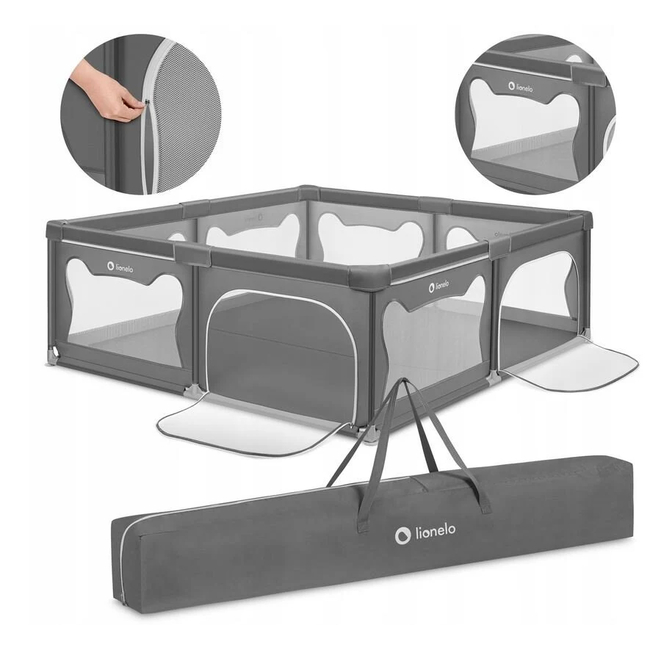 Lionelo Willow XL Baby Playpen Grey Concrete