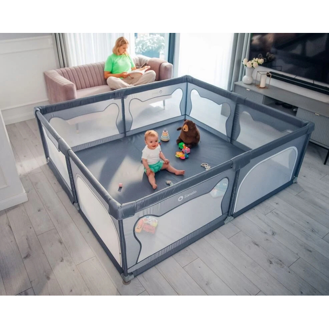 Lionelo Willow XL Baby Playpen Grey Concrete