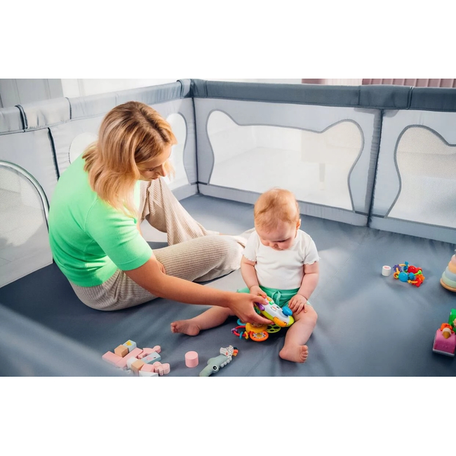 Lionelo Willow XL Baby Playpen Grey Concrete