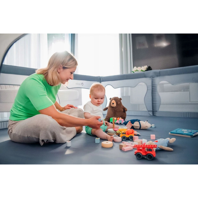 Lionelo Willow XL Baby Playpen Grey Concrete