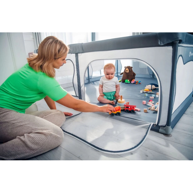 Lionelo Willow XL Baby Playpen Grey Concrete