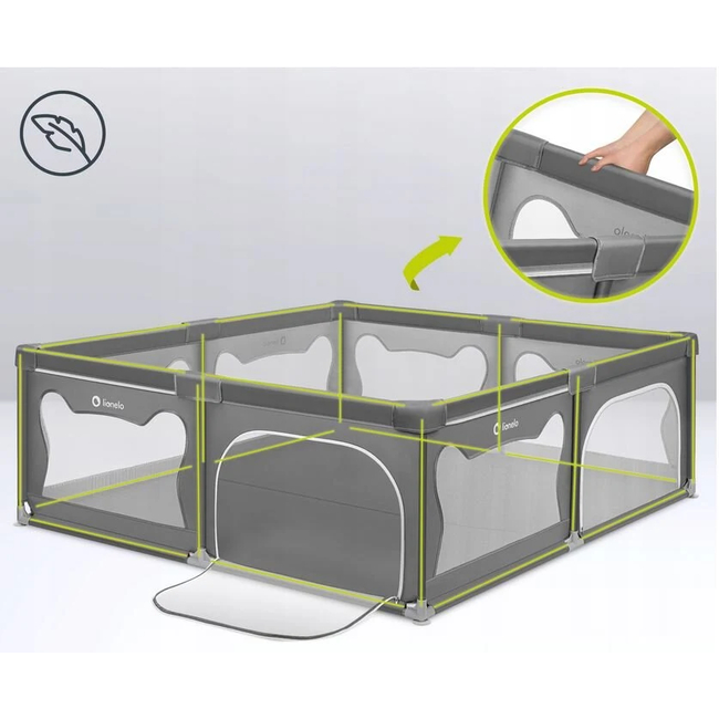 Lionelo Willow XL Baby Playpen Grey Concrete