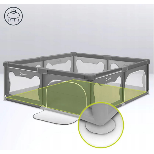 Lionelo Willow XL Baby Playpen Grey Concrete
