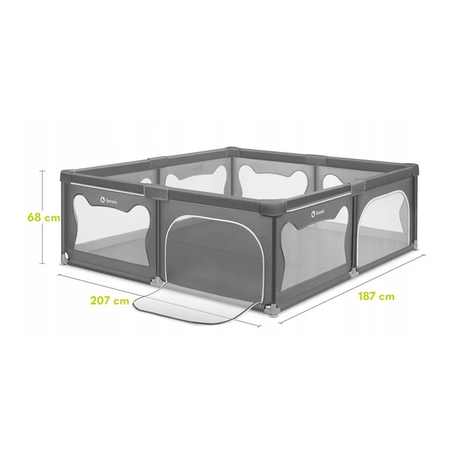 Lionelo Willow XL Baby Playpen Grey Concrete