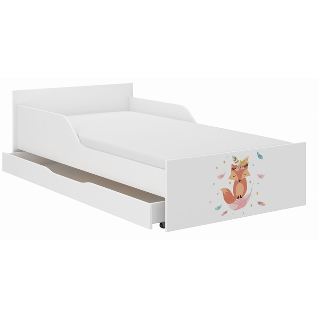 Pufi Children's Bed 90x180 cm with Drawer + Free Mattress - Fox