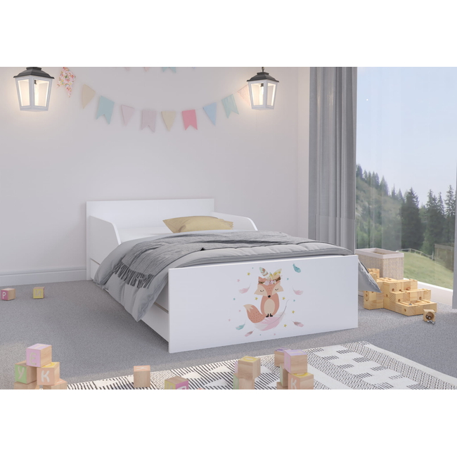 Pufi Children's Bed 90x180 cm with Drawer + Free Mattress - Fox