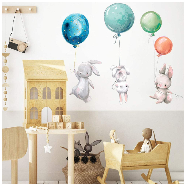 LLZZ Wall stickers for children's bedroom 3 pieces 30 x 90 cm Rabbits X001C2WAK1