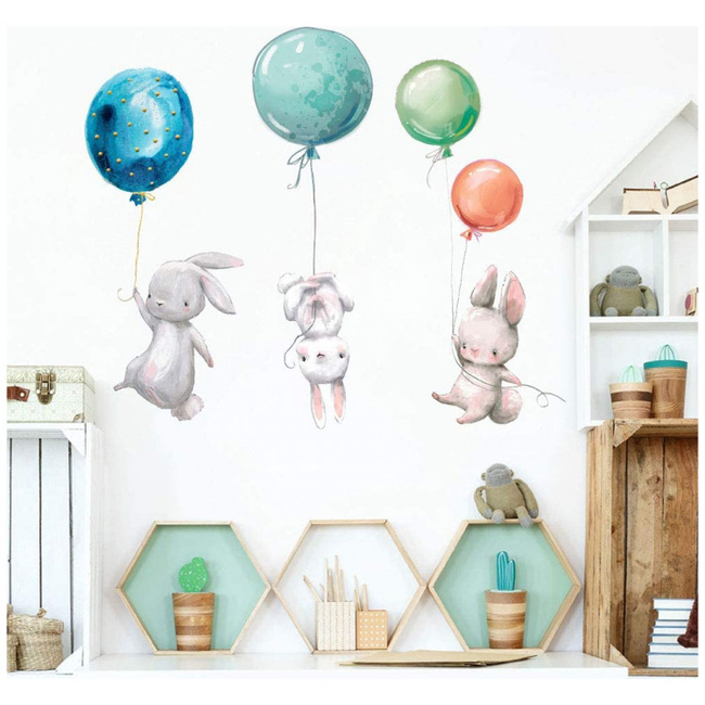 LLZZ Wall stickers for children's bedroom 3 pieces 30 x 90 cm Rabbits X001C2WAK1