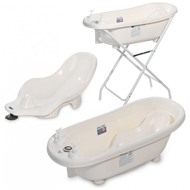 Lorelli Bath Tub 88 cm Βρεφική μπανιέρα με Βάση Θερμόμετρο Γλύστρα Μπουκάλια Λευκή 10130820005