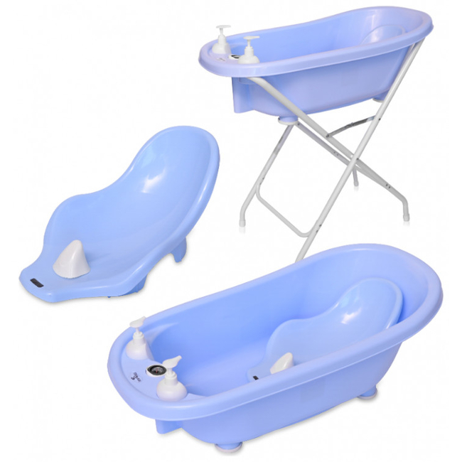 Lorelli Bath Tub 88 cm Βρεφική μπανιέρα με Βάση Θερμόμετρο Γλύστρα Μπουκάλια Μπλε 10130820004