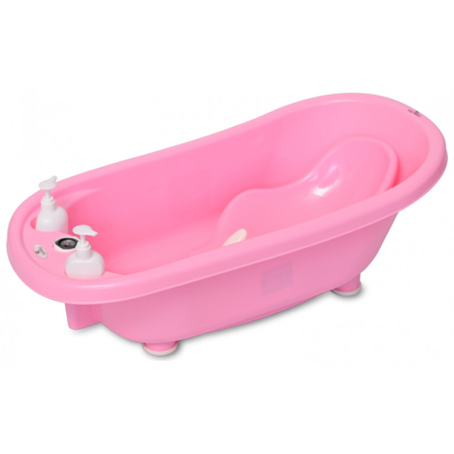 Lorelli Bath Tub 88 cm Βρεφική μπανιέρα με Βάση Θερμόμετρο Γλύστρα Μπουκάλια Ροζ 10130820003