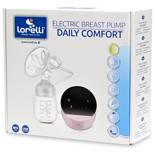 Lorelli Daily Comfort Electric Breast Pump with Bottle 180ml BPA Free Pink 10220580001