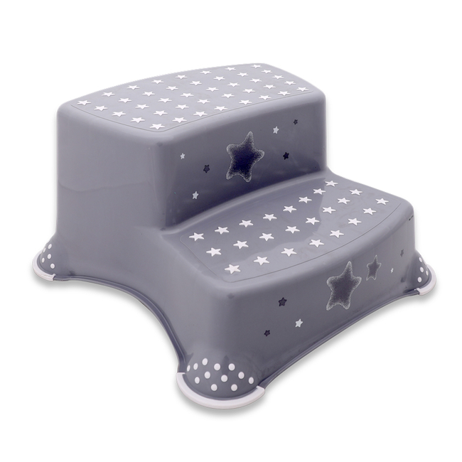 Lorelli Double Step Stool with Anti-Slip-Function - Stars Grey (10130670130)