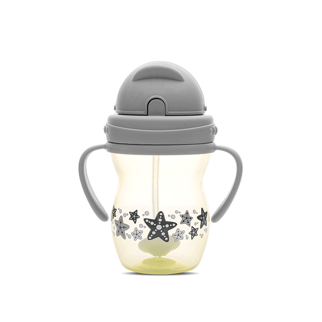 Lorelli Κύπελλο με Καλαμάκι και Λαβές Grey/Yellow 240ml