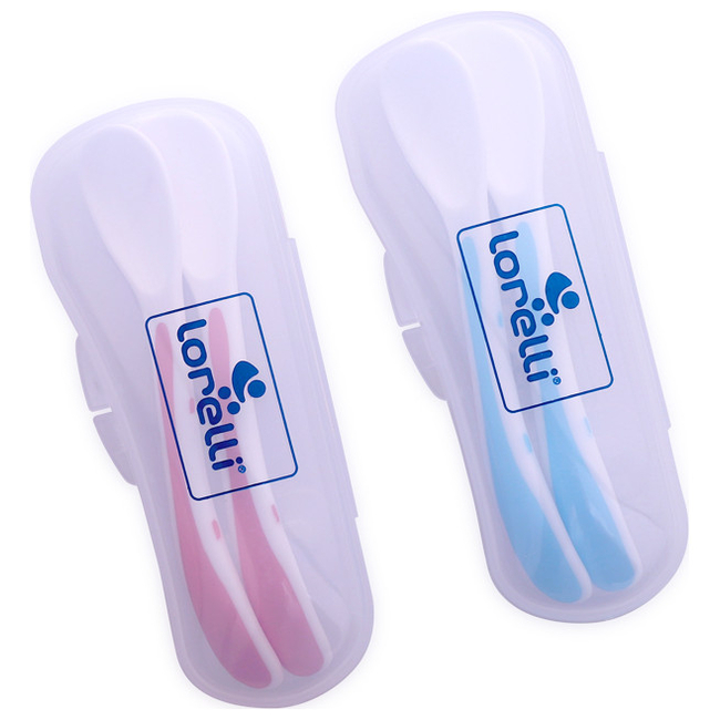 Lorelli 2 pcs Silicon Spoons in a case - Pink 1023048