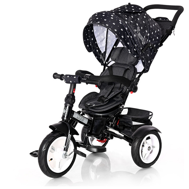 Lorelli Neo Air Wheels Τρίκυκλο Ποδήλατο Με Ανάκλιση Πλάτης και Περιστρεφόμενο Κάθισμα Black Crowns 10050342106 (Δωρο 2 Φωτα Led)