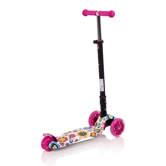 Lorelli Scooter Rapid Αναδιπλούμενο Παιδικό Πατίνι LED 3 ετών - Pink Flowers (10390040001)