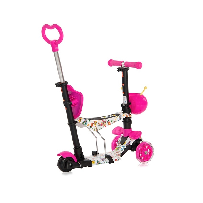 Lorelli Scooter Smart PLUS Μετατρεπόμενο Παιδικό Πατίνι με Λαβή Κάθισμα LED 3 ετών Pink Butterfly 10390030021