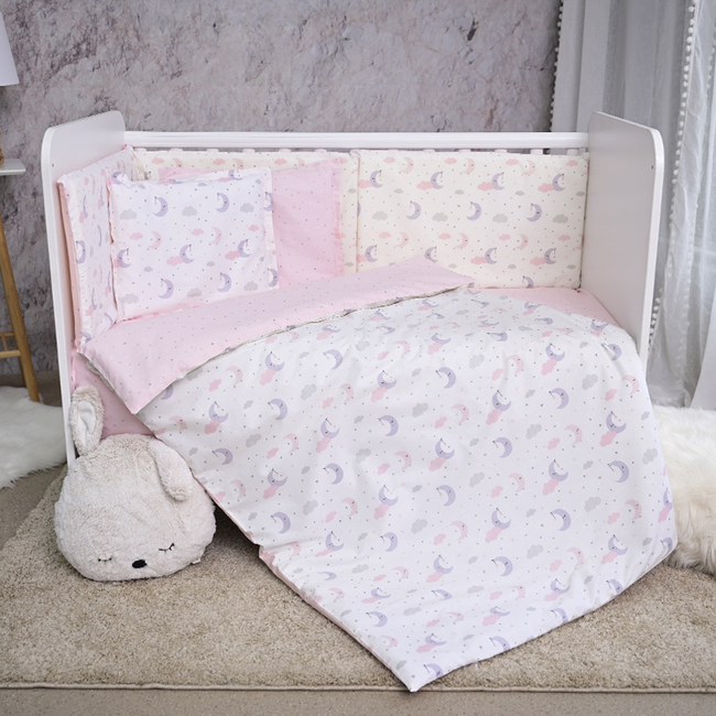 Lorelli Set Smile Σετ Προίκας Μωρού 60x120cm για Κούνια 6 τμχ Pink Moon Stars 20801155201