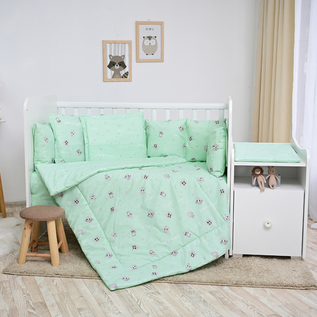 Lorelli Bedding Set Trend 115 x 70 with Embroidery 8  Pieces Bears Pillows Friends Green 20800056201