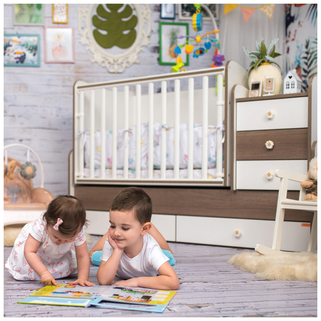 Lorelli Trend Plus Πολυμορφικό Παιδικό Κρεβάτι Βρεφική Κούνια Walnut 10150400026