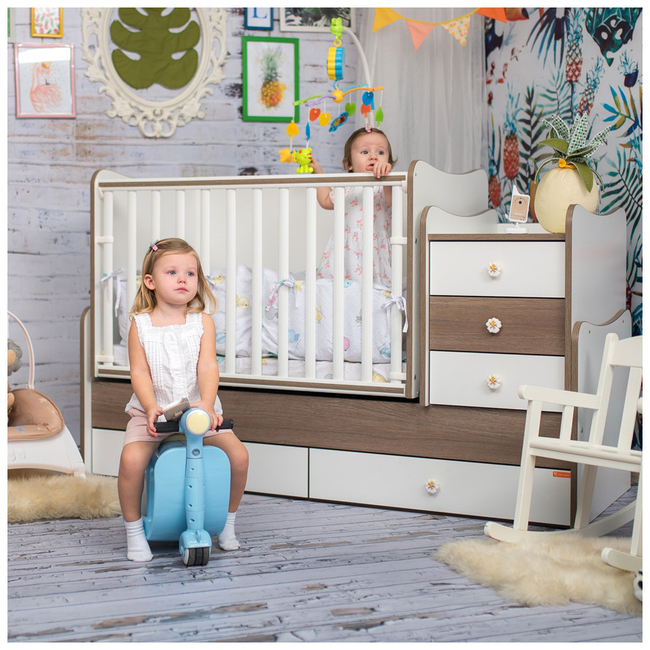 Lorelli Trend Plus Πολυμορφικό Παιδικό Κρεβάτι Βρεφική Κούνια Walnut 10150400026