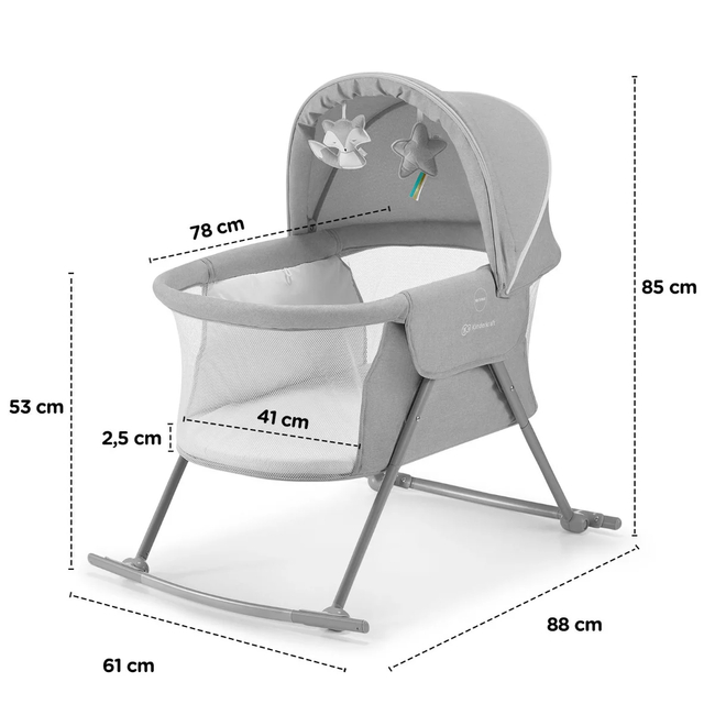 Kinderkraft LOVI Βρεφικό Λίκνο 3 σε 1 Grey KKLLOVIGRY0000