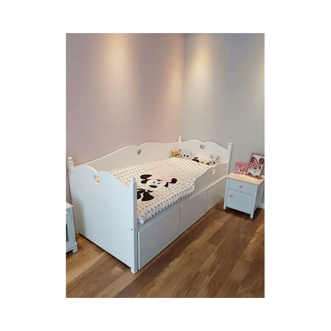 Bella Children's Bed with Three Drawers 90x200 cm White