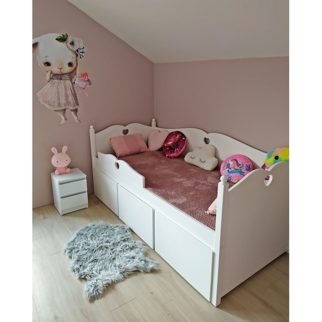 Bella Children's Bed with Three Drawers 90x200 cm White