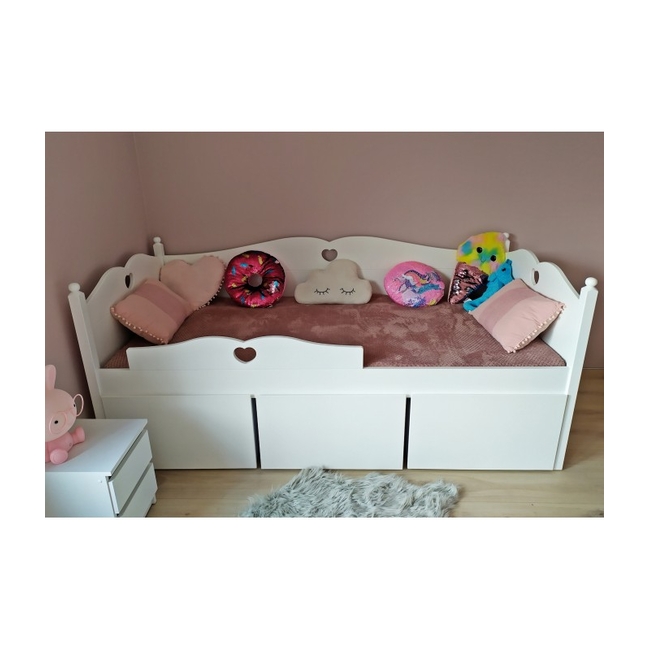 Παιδικό Κρεβάτι Bella με Τρία Συρτάρια ΔΩΡΟ Προστατευτικό Κάγκελο 90x200 cm White