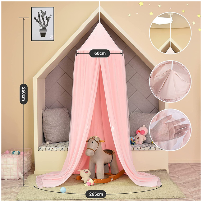 Luchild Μεγάλη Πριγκιπική Κουνουπιέρα Για Παιδικό Δωμάτιο 260cm Pink X001BR0KKJ