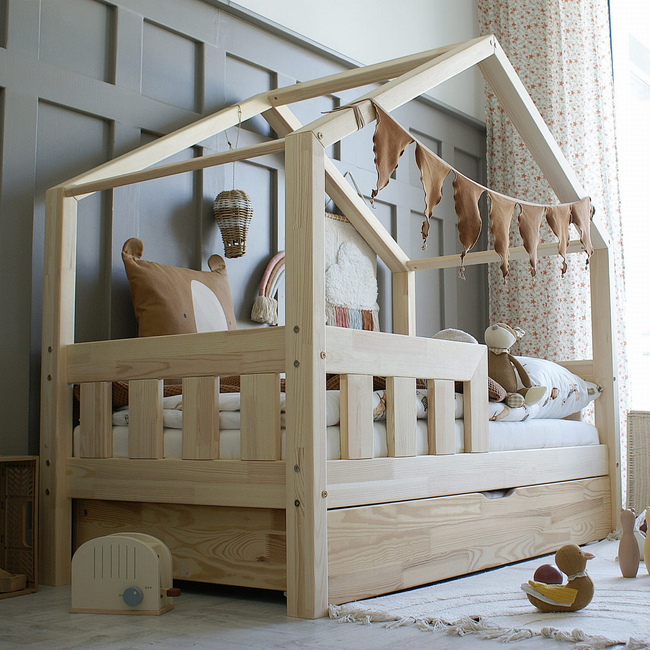 Luletto Housebed Maxi Plus Παιδικό Κρεβάτι με Συρτάρι / 2η Θέση Ύπνου (Μασίφ Ξύλο)