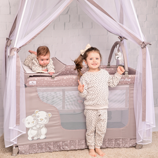 Lorelli Magic Sleep 2 Layers Playpen Rose Ballerina Bear