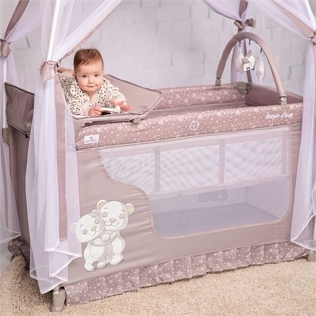 Lorelli Magic Sleep 2 Layers Playpen Rose Ballerina Bear