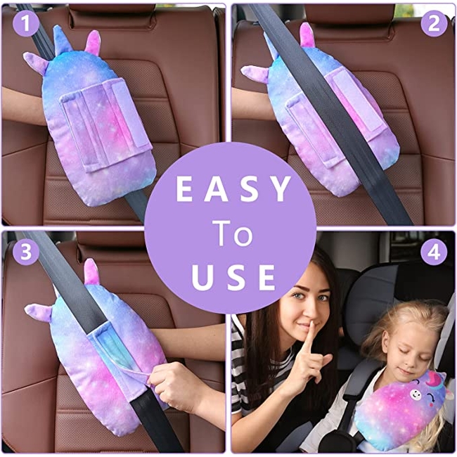 Seat belt pad, car sleeping pillow Happy Unicorn
