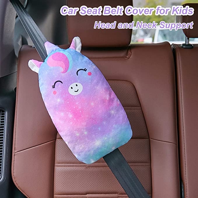 Seat belt pad, car sleeping pillow Happy Unicorn