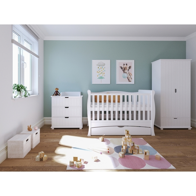 Baby Cradle Mason 3 in 1 for mattress 70x140 cm with Drawer White
